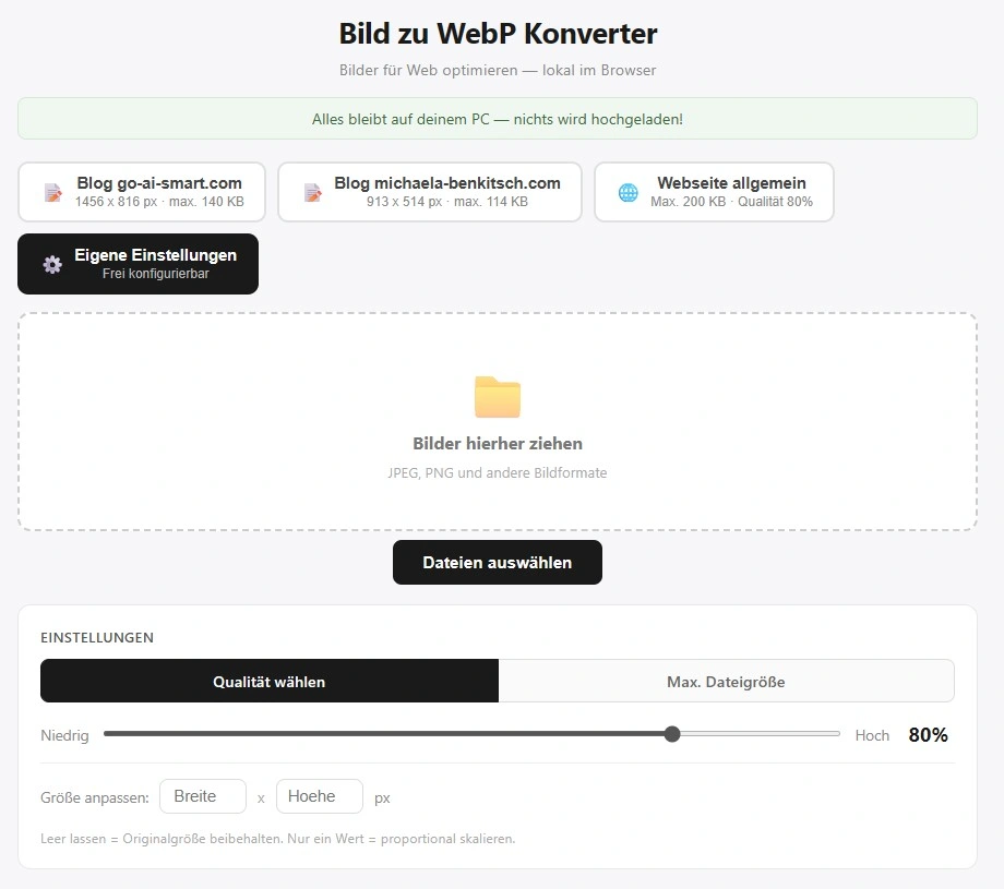 Bild WebP konverter via VibeCoding